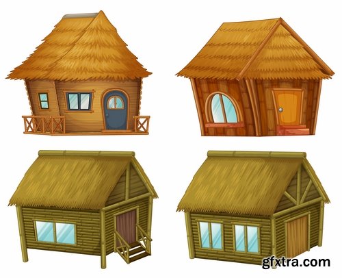 Wooden house on a tree hut vector image 25 EPS