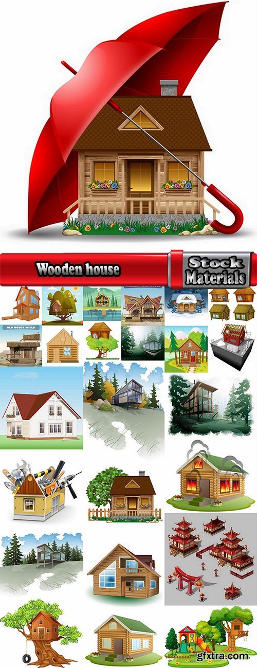 Wooden house on a tree hut vector image 25 EPS