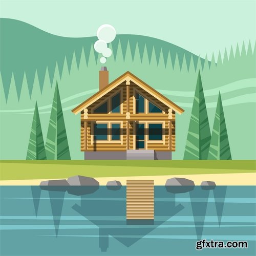Wooden house on a tree hut vector image 25 EPS