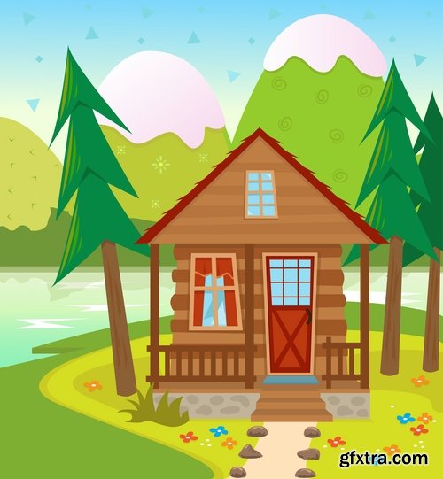 Wooden house on a tree hut vector image 25 EPS