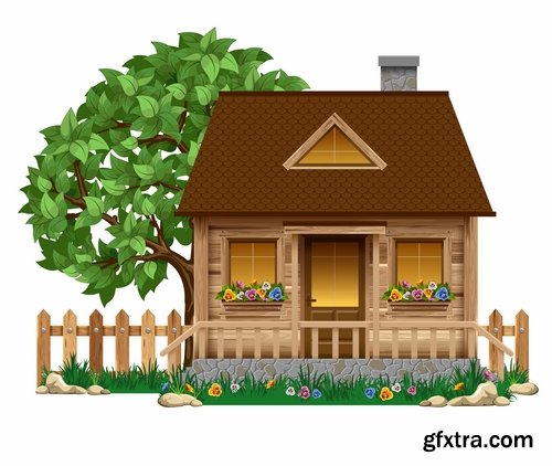 Wooden house on a tree hut vector image 25 EPS