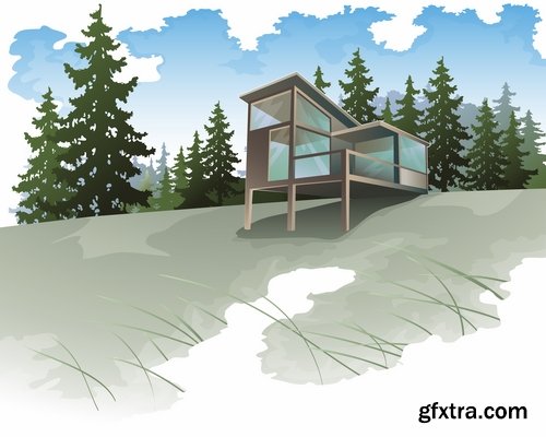 Wooden house on a tree hut vector image 25 EPS