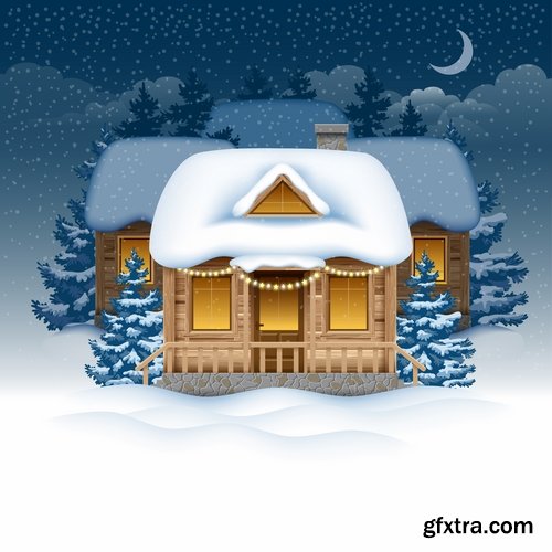 Wooden house on a tree hut vector image 25 EPS
