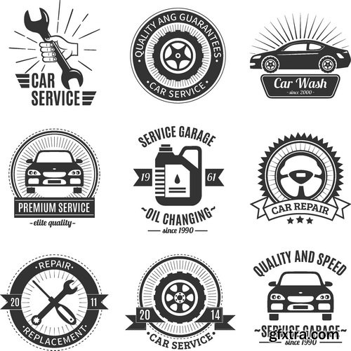 Vectors - Retro Car Service Labels 8