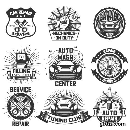 Vectors - Retro Car Service Labels 8
