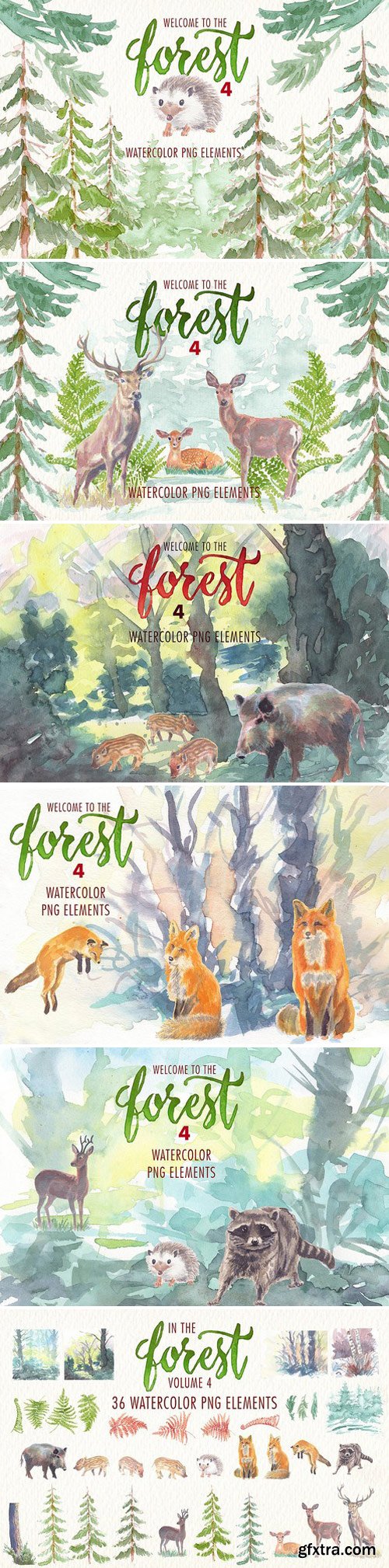 CM - watercolor in the forest clipart 1926459