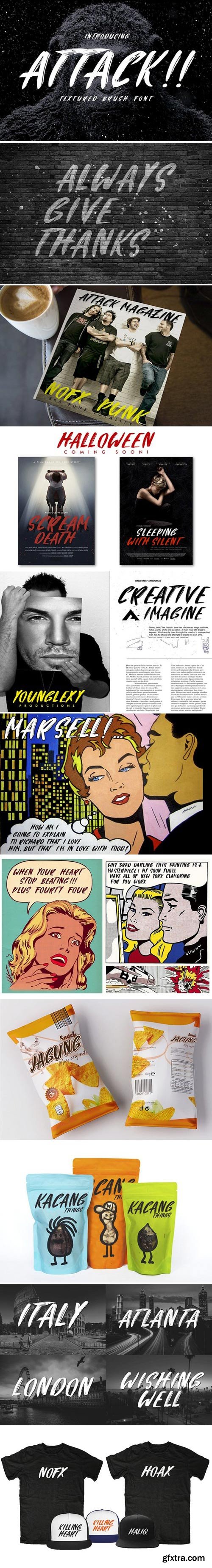 CM - Attack Typeface and Splatter Brushes 1943058