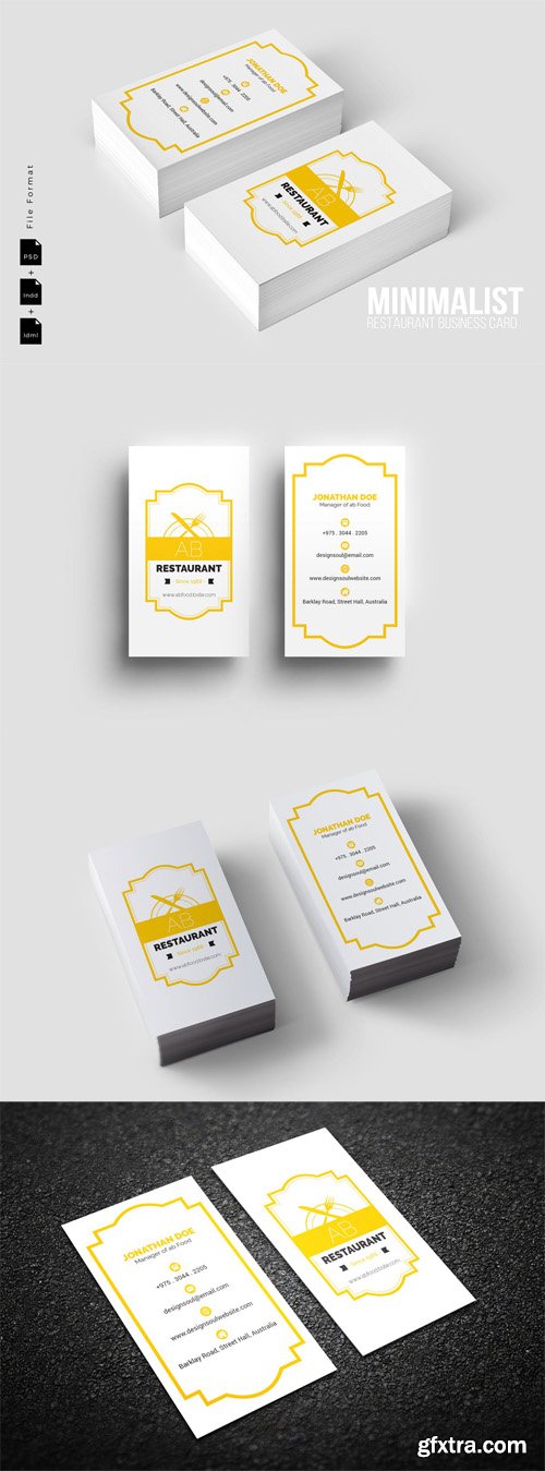 Minimalist Restaurant Business Card Minimalist Restaurant Business Card