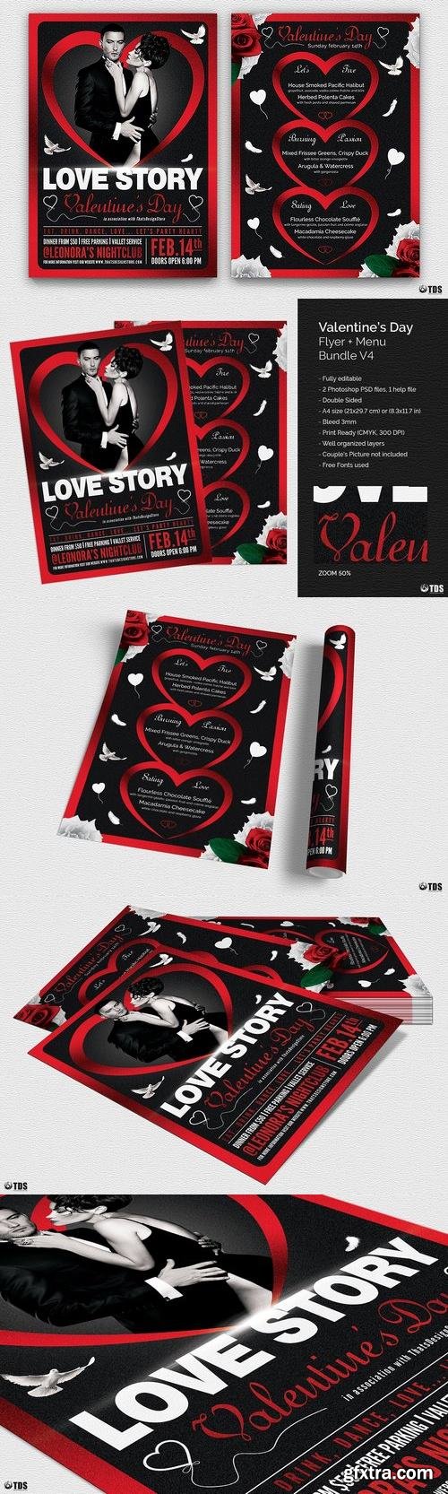 CM - Valentines Day Flyer+Menu Bundle V4 489228