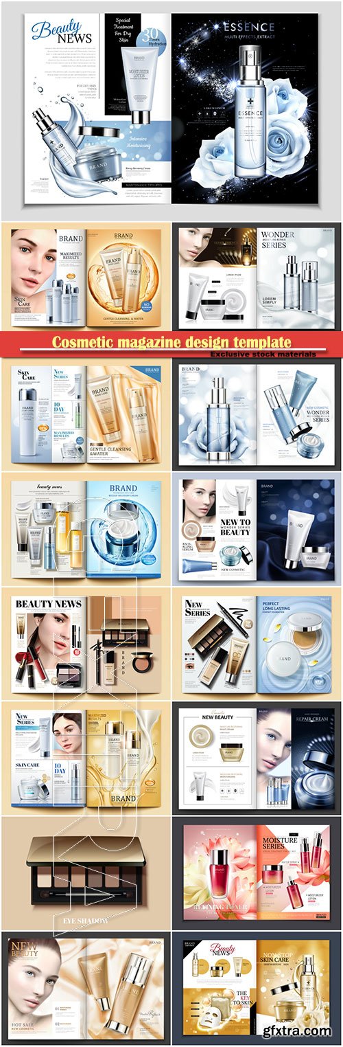 Cosmetic Magazine Design Templates 15xEPS Cosmetic Magazine Design Templates 15xEPS