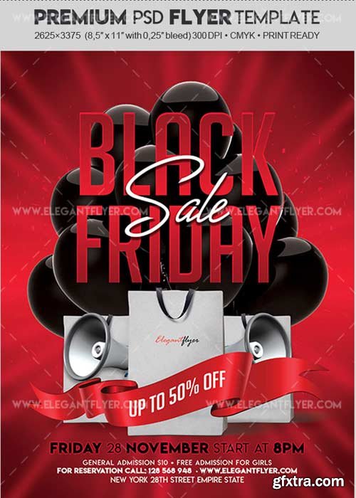 Black Friday Sale V11 2017 Flyer PSD Template + Facebook Cover