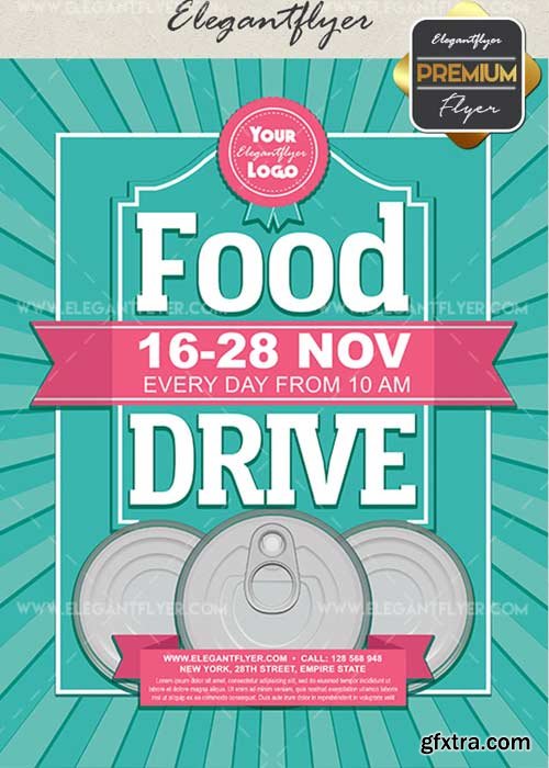 Food Drive V14 Flyer PSD Template + Facebook Cover