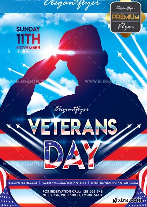 Veterans day V09 2017 Flyer PSD Template + Facebook Cover