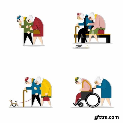 Old man older man grandmother grandfather vector image 25 EPS