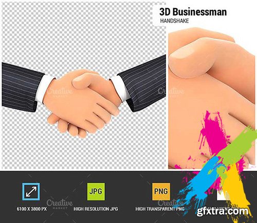CreativeMarket - 3D Close Up of Business Handshake 1984102