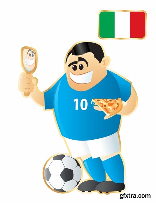 Cartoon boy football footballer different countries vector image 25 EPS