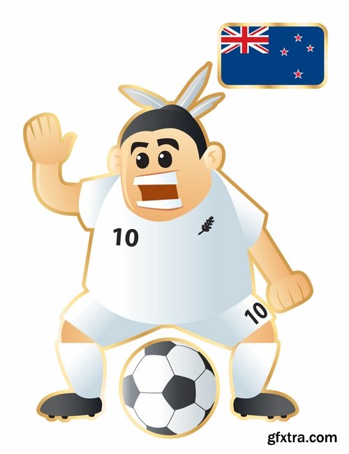 Cartoon boy football footballer different countries vector image 25 EPS