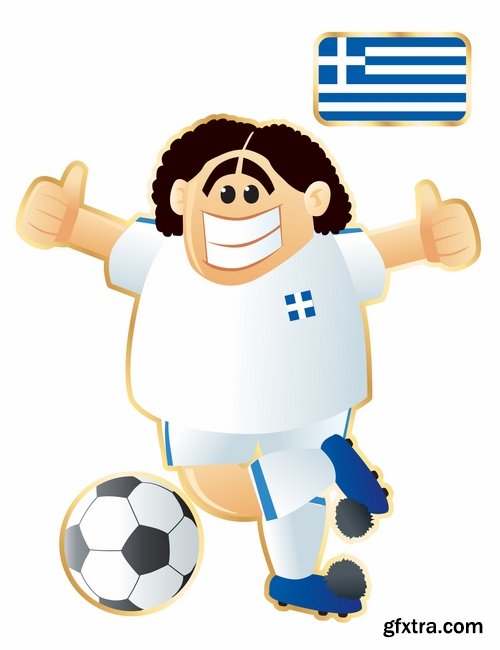 Cartoon boy football footballer different countries vector image 25 EPS