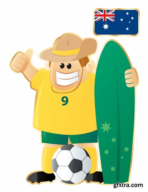 Cartoon boy football footballer different countries vector image 25 EPS