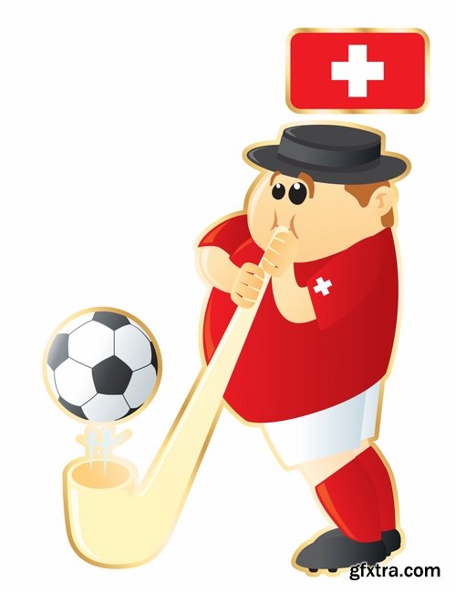 Cartoon boy football footballer different countries vector image 25 EPS