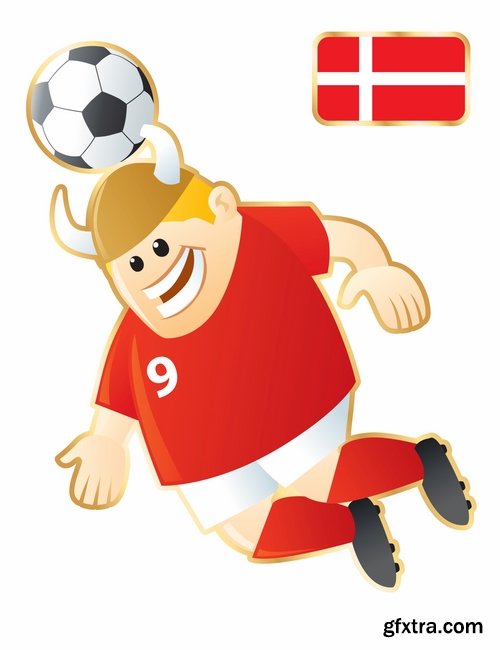 Cartoon boy football footballer different countries vector image 25 EPS