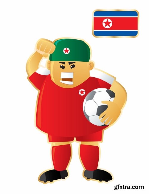 Cartoon boy football footballer different countries vector image 25 EPS