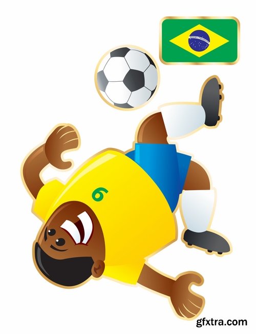 Cartoon boy football footballer different countries vector image 25 EPS