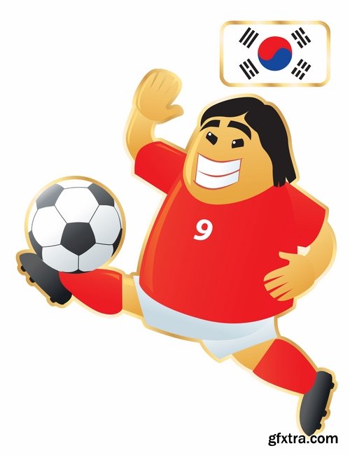Cartoon boy football footballer different countries vector image 25 EPS