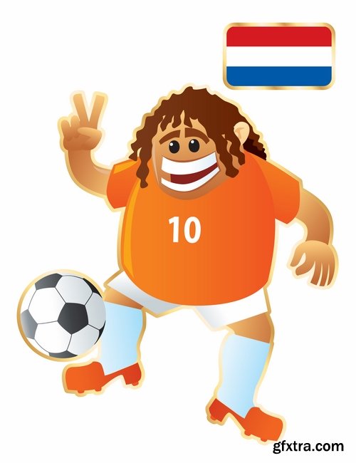 Cartoon boy football footballer different countries vector image 25 EPS