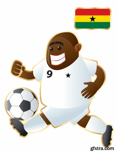 Cartoon boy football footballer different countries vector image 25 EPS
