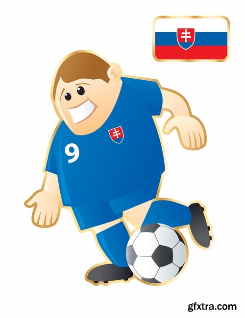 Cartoon boy football footballer different countries vector image 25 EPS