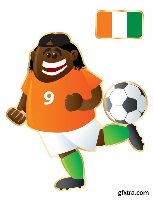 Cartoon boy football footballer different countries vector image 25 EPS