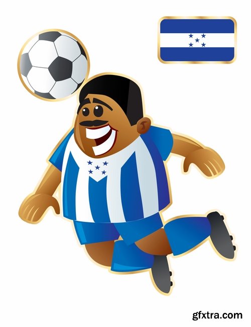 Cartoon boy football footballer different countries vector image 25 EPS