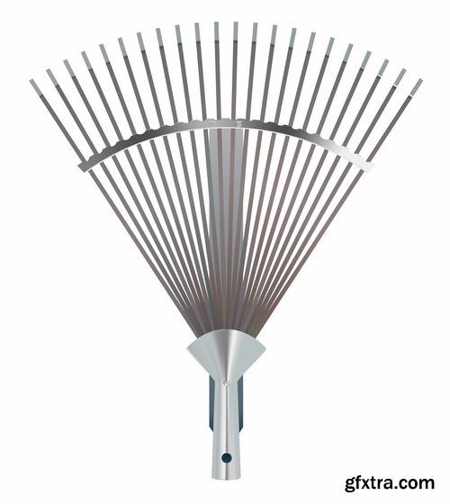 Garden tools shovel rake fork wheelbarrow garden shears 25 EPS