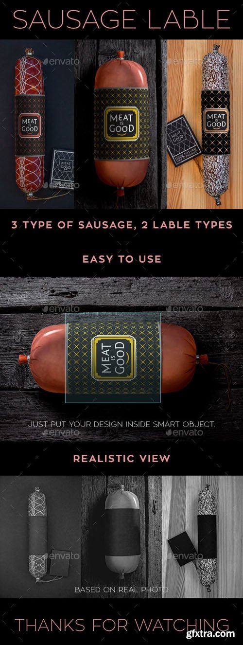 GR - Sausage Label Mock Up | Realistic | 3 Type of Sausage 20915690 GR - Sausage Label Mock Up | Realistic | 3 Type of Sausage 20915690