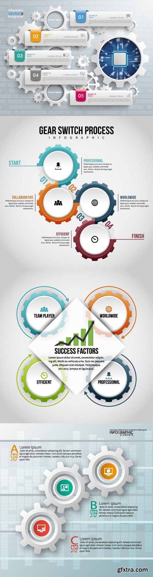 Vectors - Infographics with Gears 37