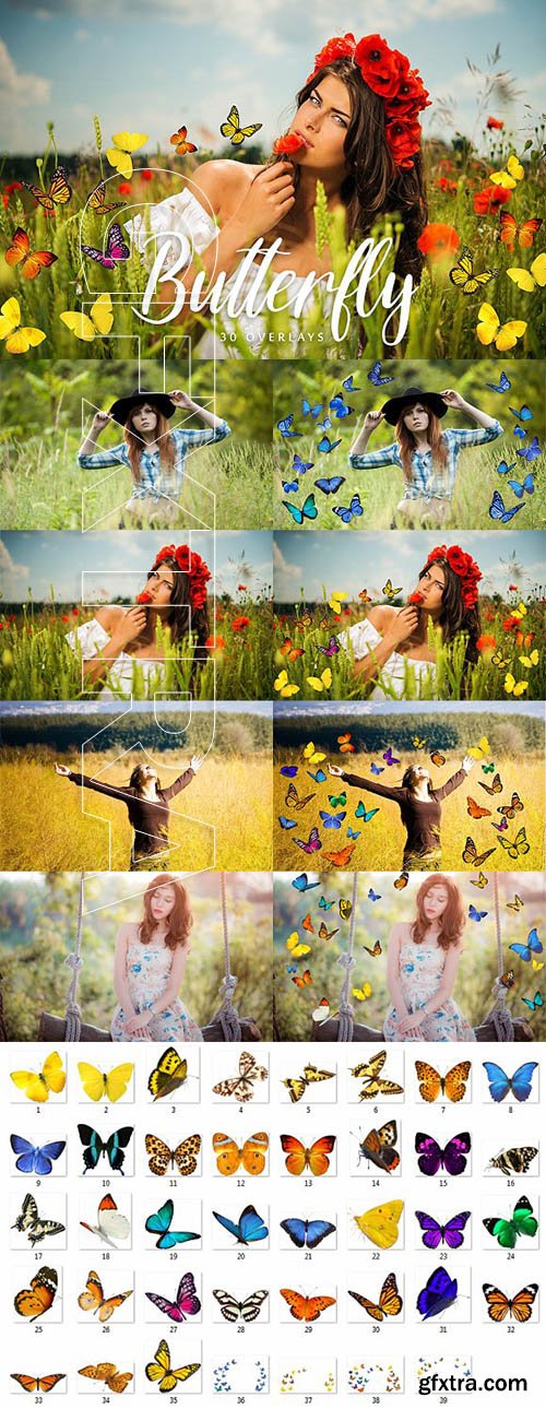 CreativeMarket - Butterfly Overlays - 30 Overlays 2003333
