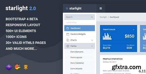 ThemeForest - Starlight v2.0 - Responsive Bootstrap 4 Admin Dashboard Template - 2285663