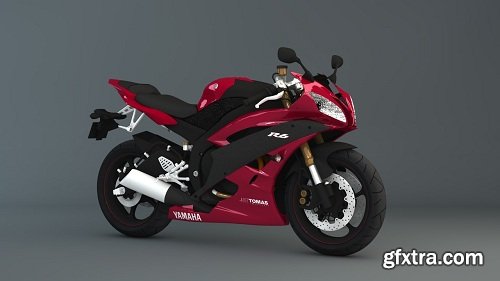 Yamaha R6 2007 Red 3D model