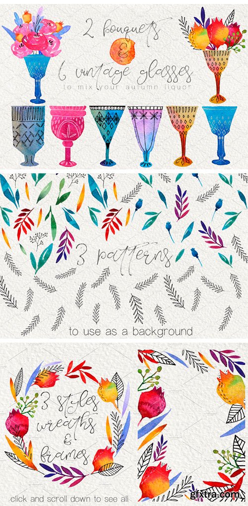 CM - Autumn Liquor. Watercolor Design Set 1984062