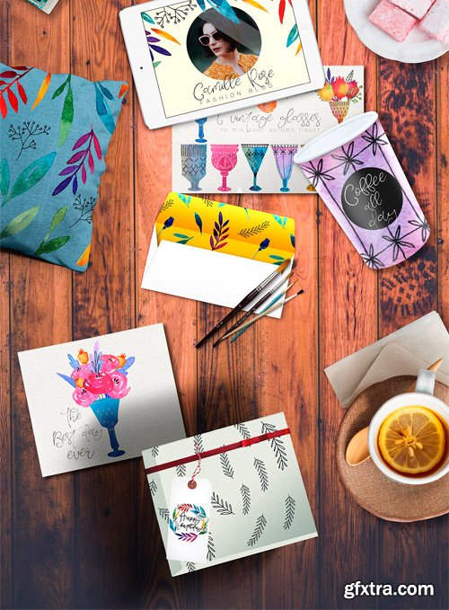 CM - Autumn Liquor. Watercolor Design Set 1984062