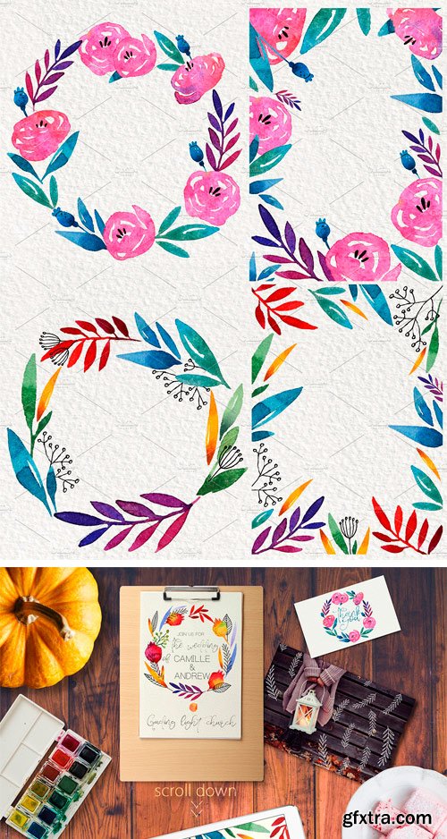 CM - Autumn Liquor. Watercolor Design Set 1984062