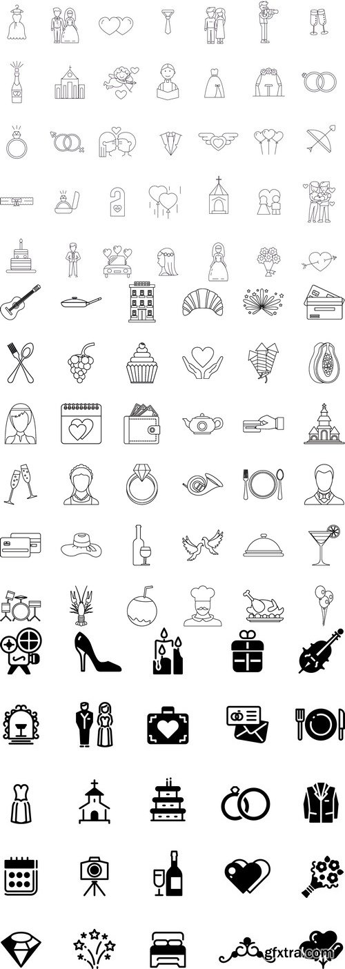 Vectors - Black Wedding Icons Set 3
