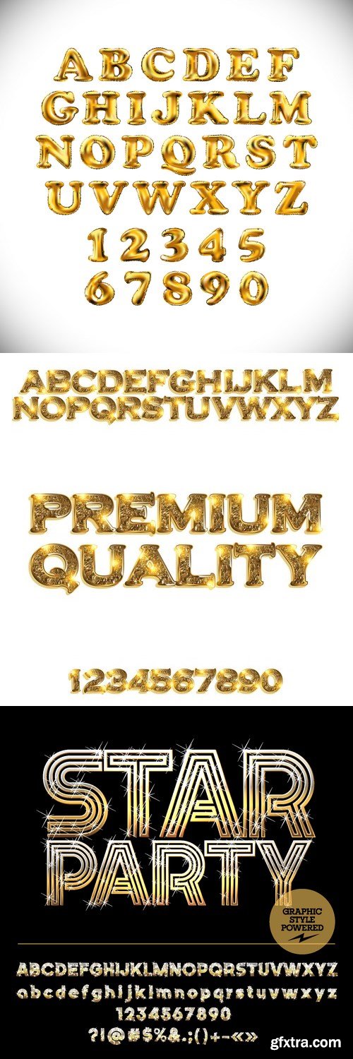 Vectors - Golden Alphabets Set 11