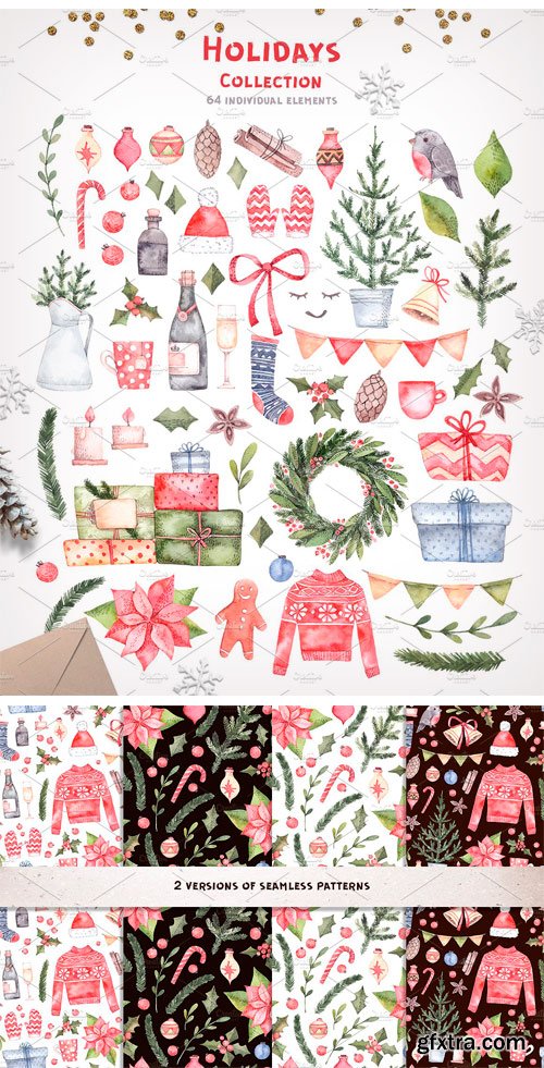 CM - Christmas Holidays. Watercolor Set 2040479