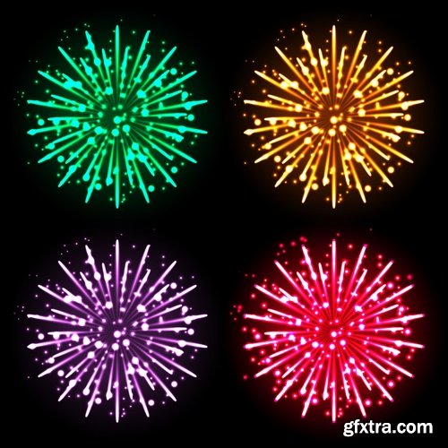Fireworks holiday new year Christmas flash explosion 25 EPS