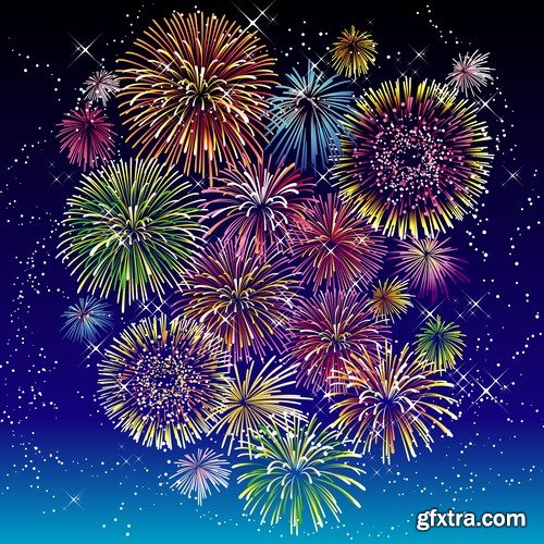 Fireworks holiday new year Christmas flash explosion 25 EPS