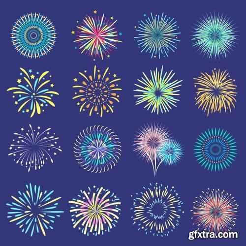 Fireworks holiday new year Christmas flash explosion 25 EPS