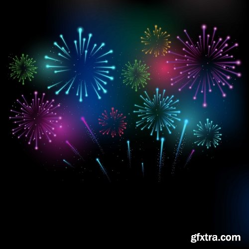 Fireworks holiday new year Christmas flash explosion 25 EPS