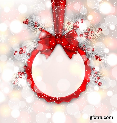 Frame card New Year Christmas tree toy gift card 25 EPS